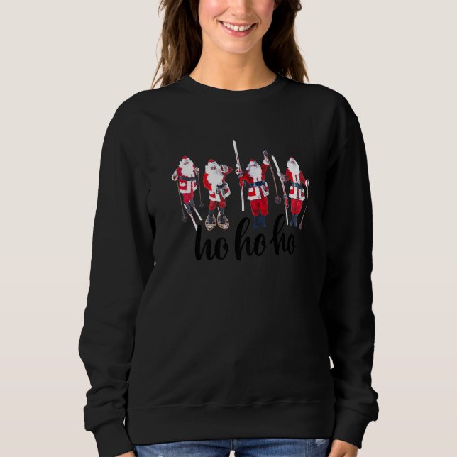 Funny Santa Skiing Ho Ho Ho T Shirt (Framsida)