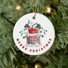 Funny Santa Skorsten God jul Julgransprydnad Keramik