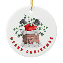 Funny Santa Skorsten God jul