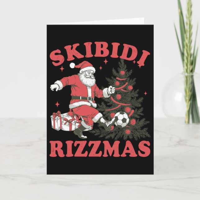 Funny Santa Soccer Skibidi Rizzmas Christmas Tree  Kort (Framsida)