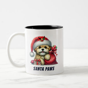 Funny Santa Tassar Cute Bichon Hund Två-Tonad Mugg