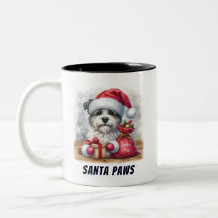 Funny Santa Tassar Cute Hund Två-Tonad Mugg