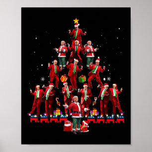 Funny Santa Trump Dance Träd jul Pajama Julafton Poster