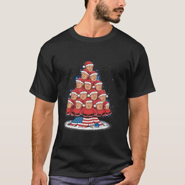 Funny Santa Trump Dance Träd jul Pajama Julafton T Shirt (Framsida)