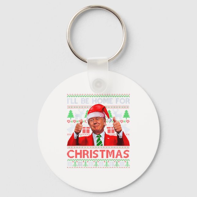Funny Santa Trump Ill Be Home For Christmas  Nyckelring (Framsida)