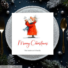Funny Santa Watercolor Christmas Dinner Napkins Pappersservett