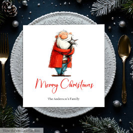 Funny Santa Watercolor Holiday Cocktail Napkins Pappersservett