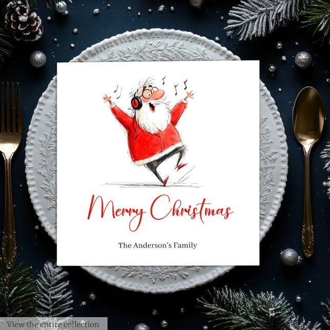 Funny Santa Watercolor Holiday Party Napkins Pappersservett (Funny Santa Watercolor Holiday Party Napkins)