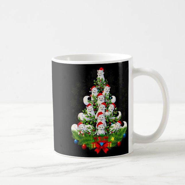 Funny Santa Xmas Arctic Fox Christmas Tree  Kaffemugg (Höger)