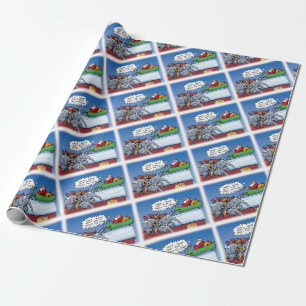 Funny Santas Elephants Tecknad Presentpapper