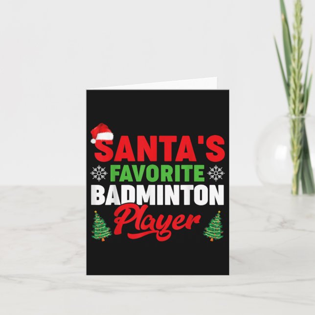 Funny Santas Favorite Badminton Player jul Kort (Framsida)