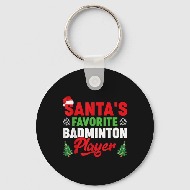 Funny Santas Favorite Badminton Player jul Nyckelring (Framsida)