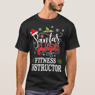 Funny Santas Favorite Fitness Instructor Santa Hat T Shirt