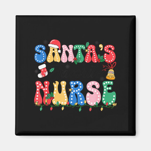 Funny Santa's Favorite Nurse Christmas Nursing Xma Magnet (Framsidan)