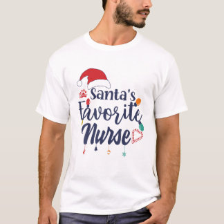 Funny Santa's Favorite Nurse God jul Match T Shirt