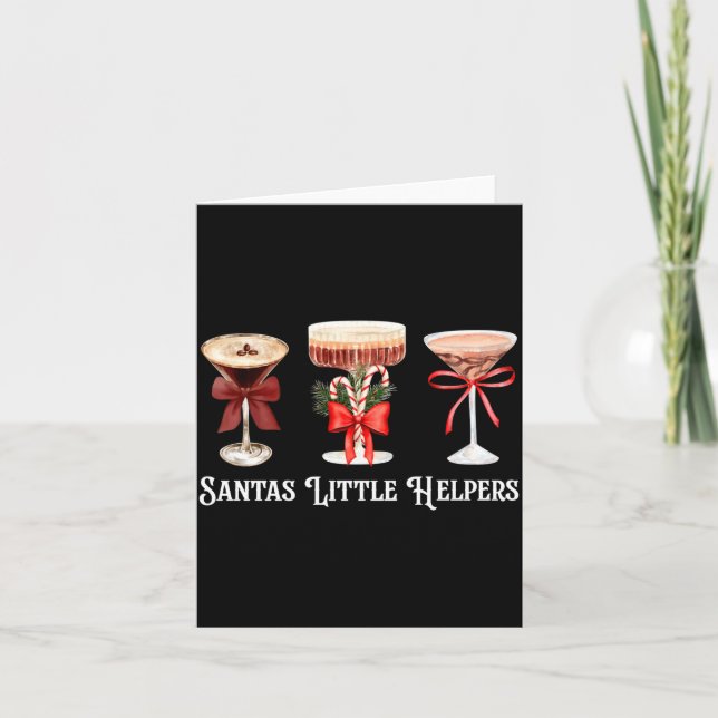 Funny Santa's Little Helper Martini Tail Merry Chr Kort (Framsida)