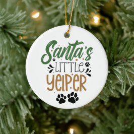 Funny Santa's Littler Yelper - Jul Julgransprydnad Keramik