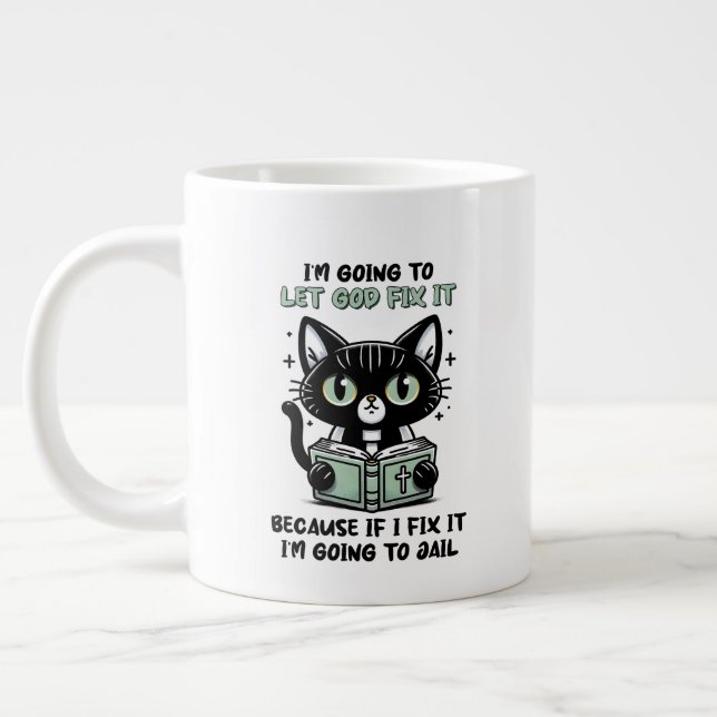 Funny sarcasm cat word art  jumbo mugg (Vänster)