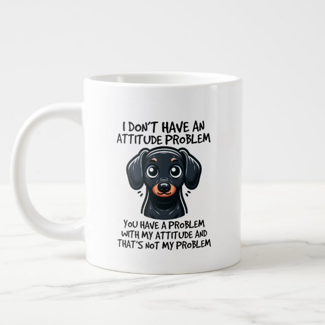 Funny sarcasm dog word art attitude jumbo mugg (Vänster)