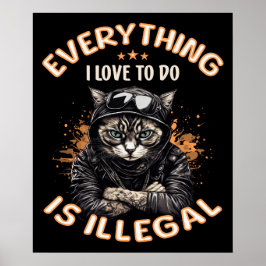Funny Sarcastic Cat Bad Kattunge Thug Gangster Cat Poster