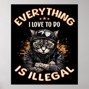 Funny Sarcastic Cat Bad Kattunge Thug Gangster Cat Poster