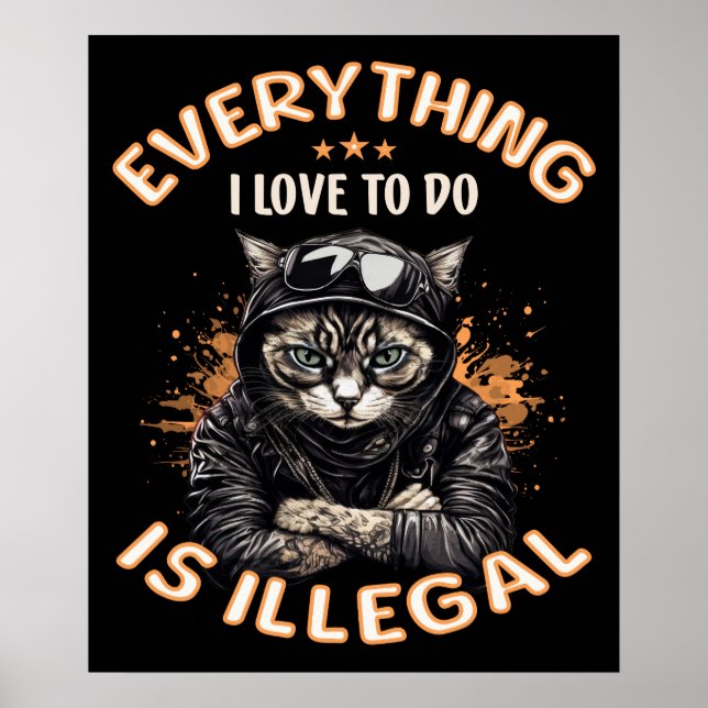 Funny Sarcastic Cat Bad Kattunge Thug Gangster Cat Poster (Framsidan)