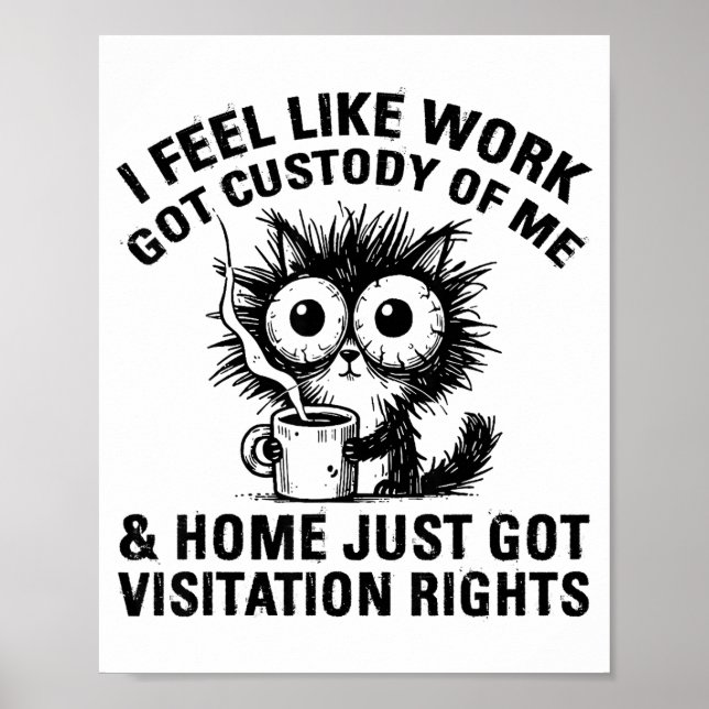 Funny Sarcastic Cat I Feel Like Work Got Custody O Poster (Framsidan)