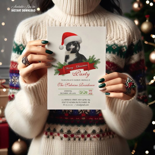 Funny Sarcastic Cat Santas Hjul Party Inbjudningar (Skapare uppladdad)