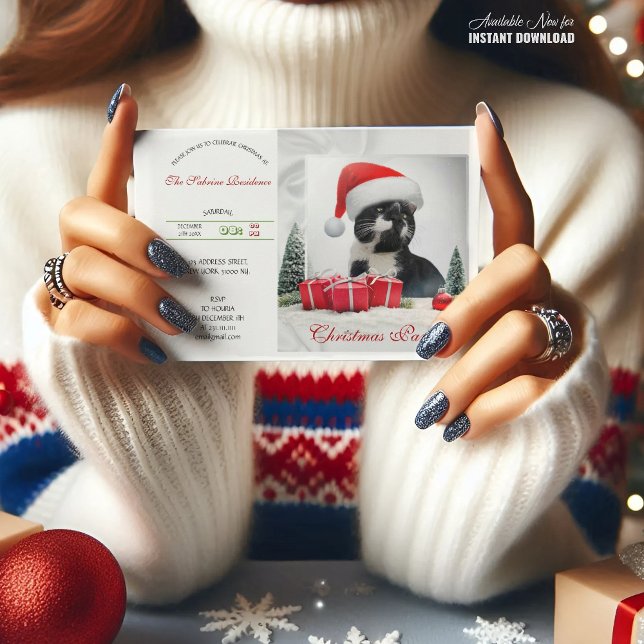 Funny Sarcastic Cat Santas Hjul Party Inbjudningar (Skapare uppladdad)