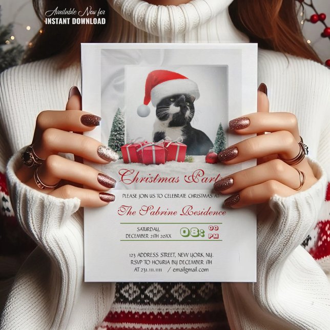 Funny Sarcastic Cat Santas Hjul Party Inbjudningar (Skapare uppladdad)