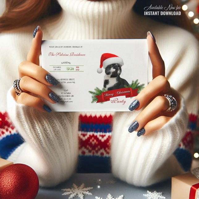 Funny Sarcastic Cat Santas Hjul Party Inbjudningar (Skapare uppladdad)