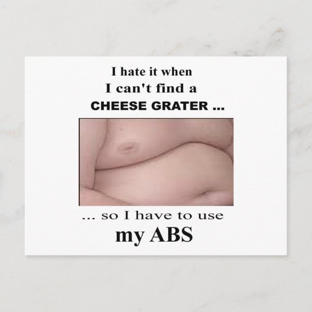 Funny Sarcastic Cheese Grater Abs Postcard Vykort (Framsida)