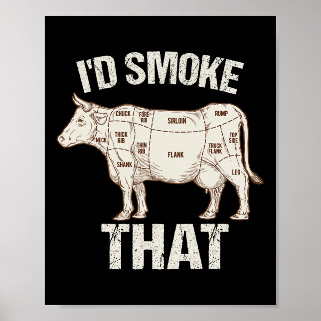 Funny Sarcastic Chef Butcher Cook Bbq I d Smoke Th Poster (Framsidan)
