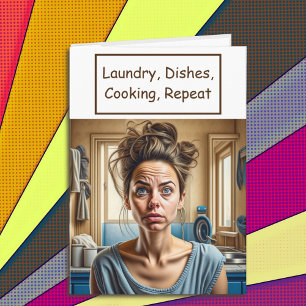 Funny Sarcastic Exhausted Housefru Kort