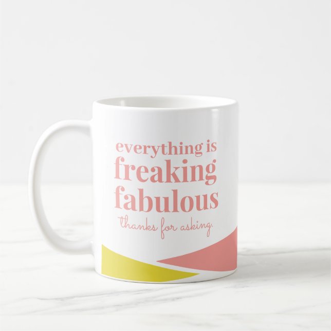 Funny Sarcastic Fabulous Rosa Gult Geometric Kaffemugg (Vänster)