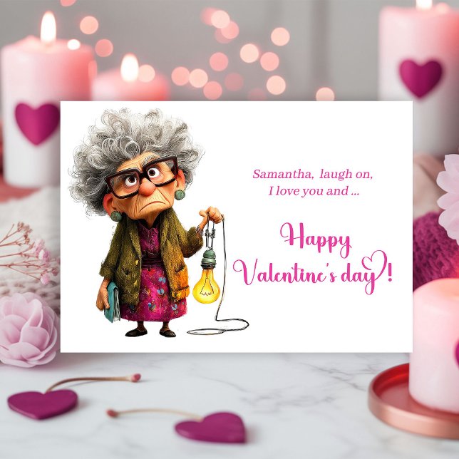 Funny Sarcastic Grumpy Lady Valentine Card Julkort (Funny Sarcastic Grumpy Lady Valentine Card)