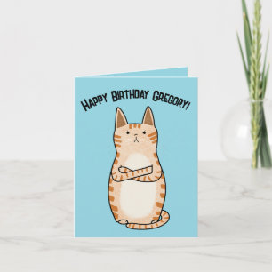 Funny Sarcastic Grumpy Orange Cat Birthday Kort