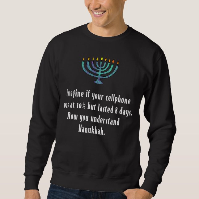 Funny Sarcastic Hanukkah Chanukah Cellphone Quote Lång Ärmad Tröja (Framsida)