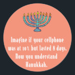 Funny Sarcastic Hanukkah Chanukah Cellphone Quote Runt Klistermärke<br><div class="desc">Funny Sarcastic Hanukkah Chanukah Cellphone Quote</div>