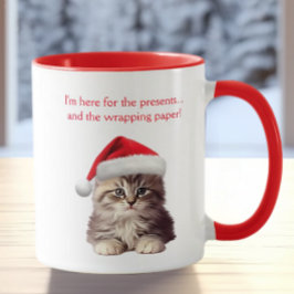 Funny Sarcastic Maine Coon Cat Santa Hat Anpassnin Mugg