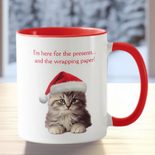 Funny Sarcastic Maine Coon Cat Santa Hat Anpassnin Mugg
