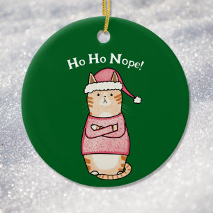 Funny Sarcastic Orange Cat Ho Nope Helgdag Julgransprydnad Keramik