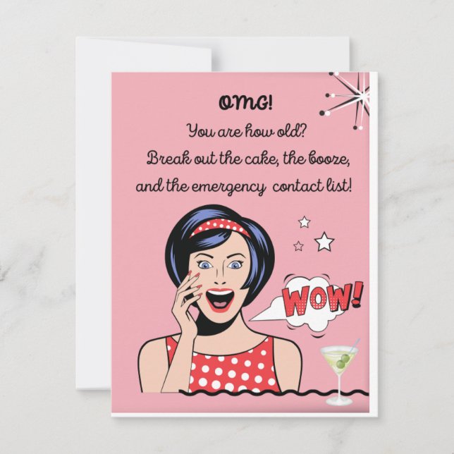 Funny Sarcastic Retro Birthday Card Anteckningskort (Framsida)