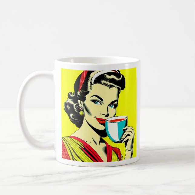 Funny Sarcastic Retro Dam-kaffe Humor Kaffemugg (Vänster)