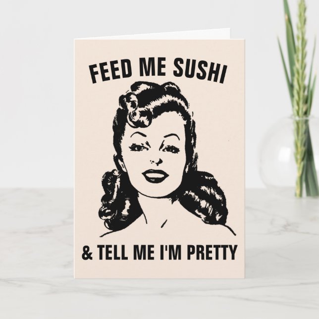 FUNNY SARCASTIC RETRO HOUSEWIFE SUSHI KORT (Framsida)