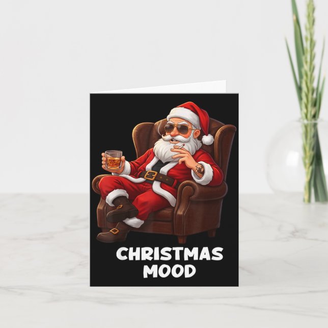 Funny Sarcastic Santa Smoking And Drinking “christ Kort (Framsida)