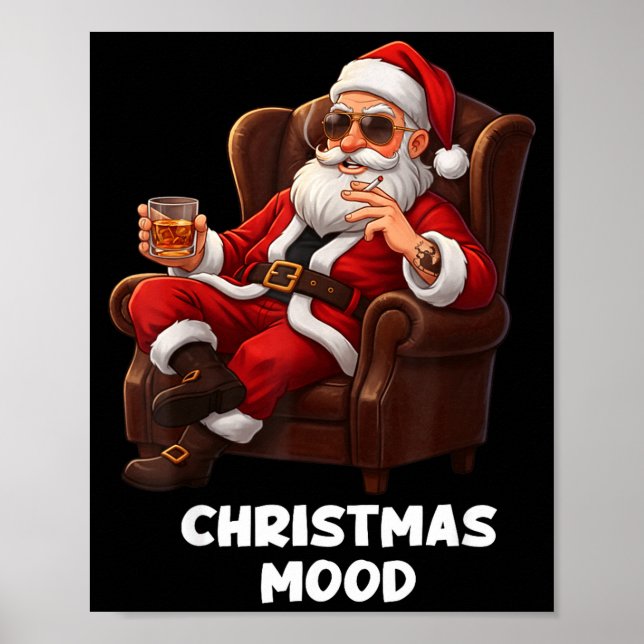 Funny Sarcastic Santa Smoking And Drinking “christ Poster (Framsidan)