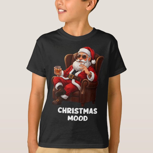 Funny Sarcastic Santa Smoking And Drinking “christ T Shirt (Framsida)