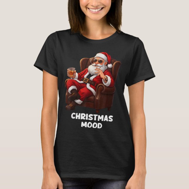 Funny Sarcastic Santa Smoking And Drinking “christ T Shirt (Framsida)