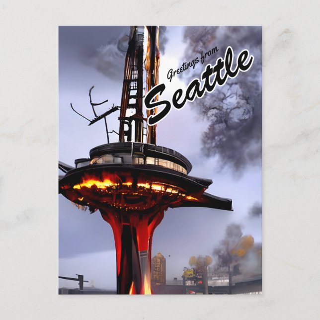 Funny Sarcastic Seattle Hälsning Post Apocalyptic Vykort (Framsida)